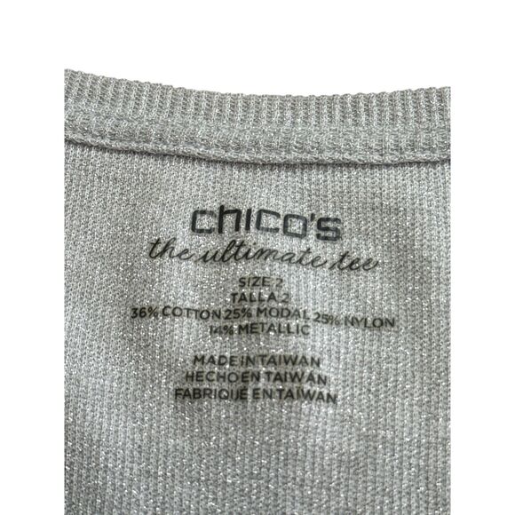 Chico’s The Ultimate Tee Sleeveless Tank | Size 2 | Metallic Ribbed Knit - Picture 3 of 10